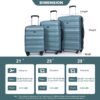 Expandable 3 Piece Luggage Sets Pc Lightweight & Durable Suitcase With Two Hooks, Spinner Wheels, Tsa Lock, (21/25/29) - Dark Green - Image 3