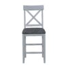 Solid Wood Farmhouse Counter Height Dining Table Set With 3 Tier Storage Shelves, Upholstered Dining Chairs For 4, 5 Piece - Gray - Image 16