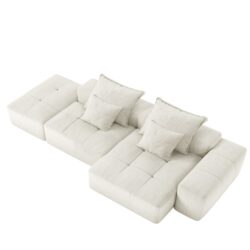 Modern Oversized Modular Sectional Sofa With Ottoman, Seat, Chaise Lounge And Armrest, Sparkling Chenille Fabric Soft Cushion Sofa With 4 Pillows, 4 Pieces Diy Combination Tufted Sofa, No Assembly Required - Beige