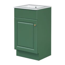 18" Bathroom Vanity With Sink, & Ceramic Cabinet With Adjustable Shelf - Green