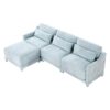 3 Seater Chenille Sofa With Movable Ottomans High Resilience Sponge Easy Install - Sky Blue - Image 21