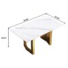 63" Modern Artificial Stone White Straight Edge Golden Metal Leg Dining Table - White / Gold - Image 12