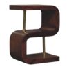 S Curve Brass Bedside Table - Dark Brown - Image 3