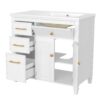 Modern Bathroom Vanity With Ceramic Sink, Freestanding, One Tip - Out Drawer, 3 Side Drawers, Adjustable Shelf - White - Image 11