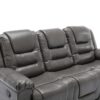 3 Seater Home Theater Recliner Manual Recliner Chair With Two Built-In Cup Holders For Living Room - Gray - Image 13