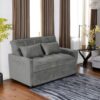 3 In 1 Convertible Sleeper Sofa Bed, Modern Fabric Loveseat Futon Sofa Couch With Pullout Bed, Small Love Seat Lounge Sofa With Reclining Backrest, Furniture For Living Room - Gray - Image 3