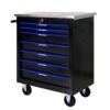7 Drawer Multifunctional Tool Cart With Wheels - Black / Blue - Image 11