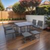 9 Pieces Patio Dining Sets Outdoor Space Saving Rattan Chairs With Glass Table Top Wicker And Cushion - Dark Gray - Image 6