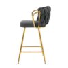 Modern Design High Stool With Gold Plated Legs For Kitchen Dining Linen (Set of 2) - Dark Gray - Image 14
