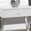 Accent Side Table, Storage Drawer, Glossy Contemporary And Modern - White - Image 2
