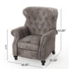 Accented Push Back Recliner Chair With Rolled Arms, Cocooning Comfort - Brown Gray - Image 15