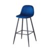 Bar Stools (Set of 2) Velvet Barstool Modern Counter Bar Height Chair With Back, Sturdy Metal Legs & Footrests, Island Stool For Kitchen Bar - Blue - Image 9