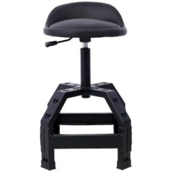 Pneumatic 360 Degree Swivel Stool, Mechanics Rolling Creeper Seat, Heavy Duty Mechanics Stool - Black