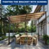 10 X 12 Ft Wall Mounted Outdoor Pergola Gazebo, Heavy Duty Metal Awning With Roof - Gray - Image 3