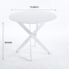 Dining Table With Cross Metal Leg And MDF Top, Modern Space Saving Kitchen Table For Living Room Legs, Round Table - White - Image 7