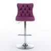 Swivel Velvet Barstools, Adjusatble Seat Height 1712PP (Set of 2) - Purple - Image 3