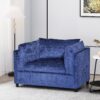 Modern Club Chair With Textured Upholstery And Pillow Accents - Navy Blue - Image 2