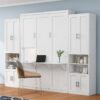 Full Size Murphy Bed With 2 Side Cabinet Storage Shelves, Cabinet Bed Folding Wall Bed With Desk Combo Perfect For Guest Room, Study, Office - White - Image 22