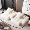 Modern Oversized Modular Sectional Sofa With 2 Chaise Lounge And 2 Armrest, Sparkling Chenille Fabric Soft Cushion Sofa With 4 Pillows, 4 Pieces Diy Combination Tufted Sofa, No Assembly Required - Beige - Image 10