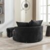 360° Swivel Accent Barrel Chair With Storage Ottoman & 4 Pillows, Modern Chenille Leisure Chair Round Accent For Living Room - Gray - Image 9