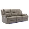 3 Seater Home Theater Recliner Manual Recliner Chair With A Led Light Strip Two Built-In Cup Holders For Living Room - Gray - Image 8