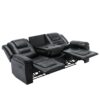 3 Seater Home Theater Recliner Manual Recliner Chair With Two Built-In Cup Holders For Living Room - Black - Image 10