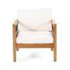 Club Chair With Slat Panel Design - Teak / Beige - Image 2
