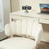 Modern Home Office Desk Chair With Wheels, Swivel, Height Adjustable - Beige - Image 9
