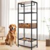 Dog Feeding Station, 3 Height Adjustable Raised Dog Bowls, Dog Feeder Station For Large Medium Dogs Cats, Dog Storage With Shelves - Black / Dark Brown - Image 3