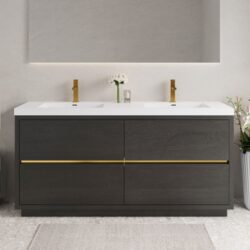 Freestanding Bathroom Vanity With Sink, Bathroom Storage Vanity Cabinet With Stone Resin Countertop And Soft Close Drawers - Espresso