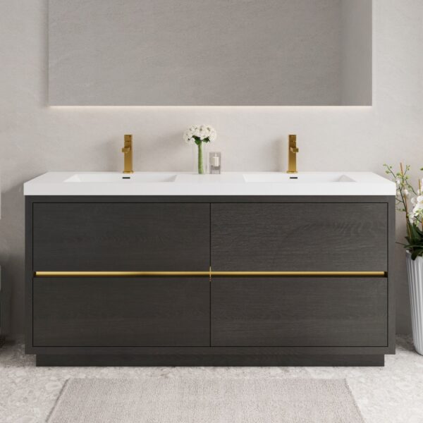 Freestanding Bathroom Vanity With Sink, Bathroom Storage Vanity Cabinet With Stone Resin Countertop And Soft Close Drawers - Espresso