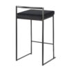 Fuji - Contemporary Stackable Counter Stool (Set of 3) - Black - Velvet - Image 4