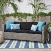 Thalassa - Outdoor 3 Seater Sofa With Removable Cushions And Steel Frame - Dark Gray / Black - Image 10