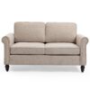 2 Seater Loveseat Sofa, Mid-Century Modern Couches For Living Room, Button Tufted Sofa - Light Beige - Image 8