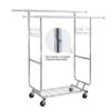 Heavy Duty Double Clothing Garment Rack With Shelves - Silver - Image 12