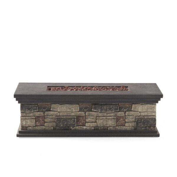 Contemporary Rectangle Fire Pit 50, 000 Btu Magnesium Oxide - Stone Gray