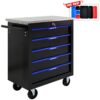 5 Drawer Multifunctional Tool Cart With Wheels - Black / Blue - Image 6