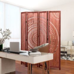 Panel Solid Wood Folding Room Divider - Brown