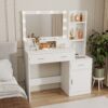 43.31" Newly Designed Smart Mirror Dressing Table With Drawers And Storage Cabinet, Dressing Table With Dressing Pad For Bedroom, Dressing Room - White - Image 5