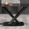63" Artificial Stone Black Curved Black Metal Leg Dining Table - Black - Image 3