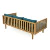Claremont - 3 Seater Daybed With Rattan Arms And Cushions, Acacia Wood Frame - Teak / Teal - Image 9
