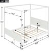 Queen Size Canopy Platform Bed With Headboard And Footboard, Slat Support Leg - White - Image 10