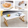 Modern Marble Pattern Coffee Table With Metal Legs, Sintered Stone Surface - White / Gold - Image 9