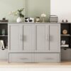 Full Size Murphy Bed With Shelves, Drawers And USB Ports - Gray - Image 20