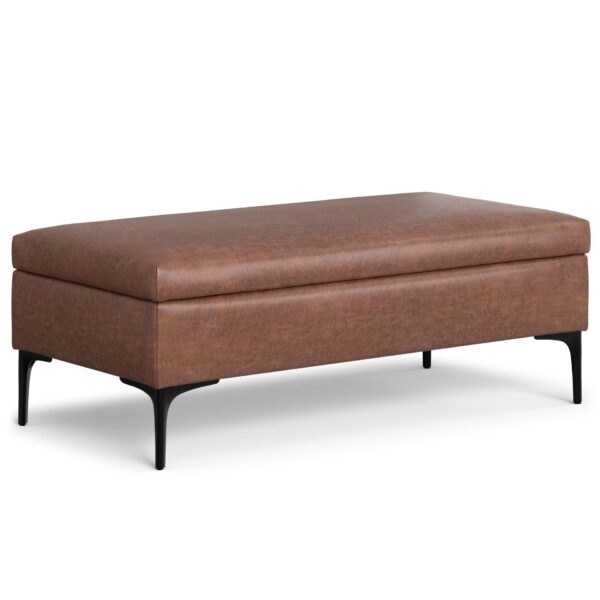 Rebecca - Large Coffee Table Storage Ottoman With Lift Up Lid - Brown