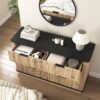 Modern 6 Drawer Cabinet With Metal Rounded Corners And Exquisite Handles Multi Functional Storage - Natural Wood - Image 7