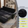 King Pull Out Sofa Bed, Chesterfield Sofa, 3 In 1 Velvet Convertible Sleeper Sofa With Nailhead Trim & Rolled Arm Multifunctional Sofa Bed For Living Room - Black - Image 8