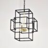 4 Light Metal Lantern Tiered Pendant Hanging Light Fixtures, Industrial Farmhouse Adjustable Height Chandeliers For Dining Room Hallway Foyer Entryway (E12 Bulbs Not Included) - Matte Black / Gold - Image 9