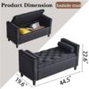 Storage Bench, Queen Velvet Button Bedside Bench, Entryway Living Room With Armrests, Nailhead Trim, Upholstered Bedroom Bench, Bedside Ottoman, Living Room, Entryway - Black - Image 6