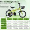 Fkznpj - 18" Sporty Kids Bike With Training Wheels And Stand Adjustable Saddle Suitable For Boys And Girls Aged 5 - 10 Years Tall Height 39 - 49" Available In A Variety Of Colors - Green - Image 16